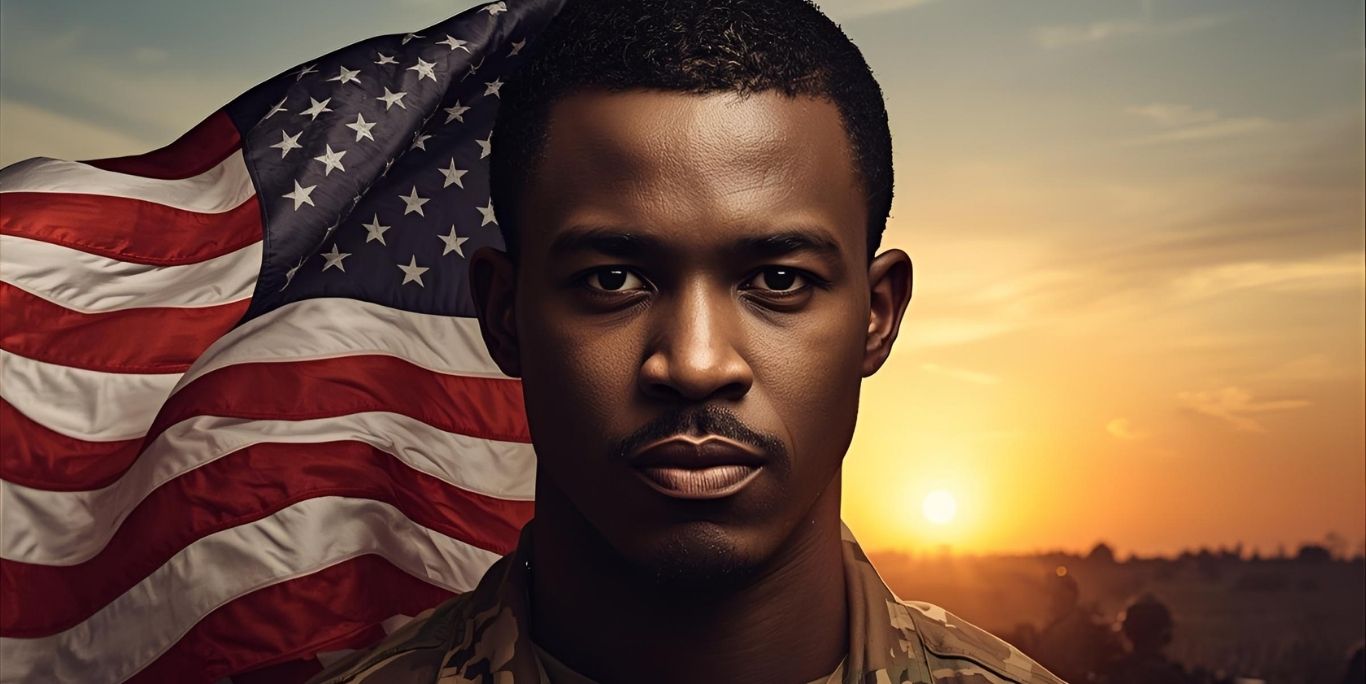 Military veteran supporting troops on Veterans Day